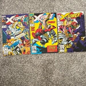 Marvel X-Force Comic Book Trio - Red, Yellow, Blue Covers